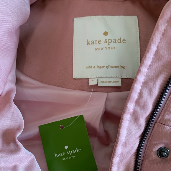 Kate Spade Ruffle Yoke Puffer Jacket Women’s Pink Peony Down NWT Size Large - Picture 7 of 16